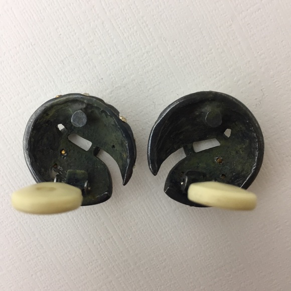 Vintage Rhinestone Silver Lace Up Clip On Earrings - Picture 6 of 8